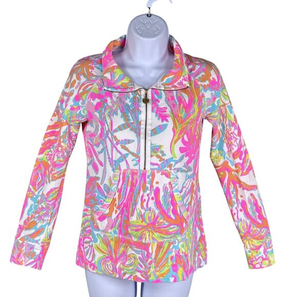 Lilly Pulitzer Women XXS Skipper Popover 1/2 Zip Scuba To Cuba Holy Grail Jacket - Picture 7 of 16